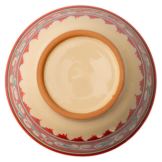 6 Keramikschalen 750 ml Kosa Ø 18 cm Rot-Muster - Traditionelle Usbekische Keramikschüsseln mit handbemaltem Design