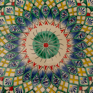 Lagan Rishtan Servierteller Keramik groß Ø 42 cm Machrob (zackiger Rand) - Usbekischer Keramikteller mit handbemaltem Design