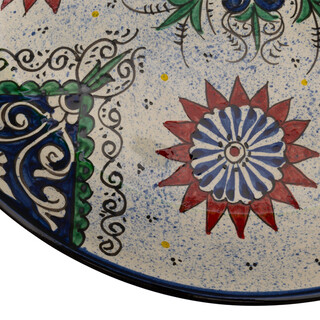 Lagan Rishtan Servierteller Keramikteller groß Ø 37 cm Kora-Kalam Blütenblatt - Usbekische Servierplatte mit handbemaltem Design