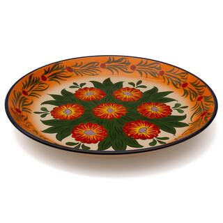 Lagan Rishtan Servierteller Keramikteller groß Ø 37 cm Muster (Blumen) - Usbekische Servierplatte mit handbemaltem Design