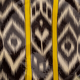 Lagan Rishtan Keramikteller gro� � 32 cm Atlas Gelb-Schwarz - Usbekischer Speiseteller mit handbemaltem Design