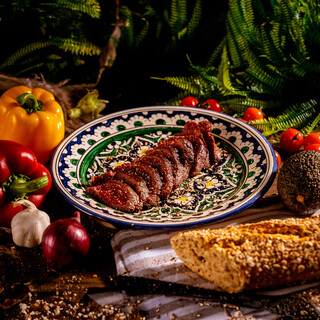 Lagan Rishtan Keramikteller gro� � 32 cm Atlas Gelb-Schwarz - Usbekischer Speiseteller mit handbemaltem Design