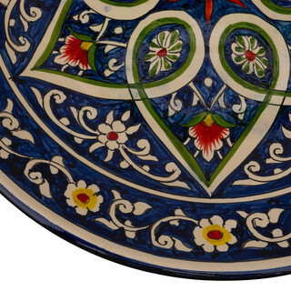 Lagan Rishtan Servierteller Keramik groß Ø 43 cm Blau-Muster - Usbekischer Keramikteller mit handbemaltem Design