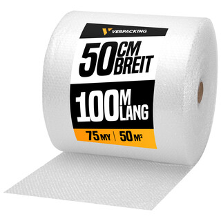 verpacking 3 Rollen Luftpolsterfolie 50 cm x 100 m, 75 my Noppenfolie Knallfolie Blisterfolie Polstermaterial F�llmaterial f�r Kartons