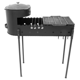 FlameFusion Mangal inkl. 6 Liter Kazan Gusseisen & Grillrost BBQ Holzkohlegrill Schaschlikgrill Mangalgrill
