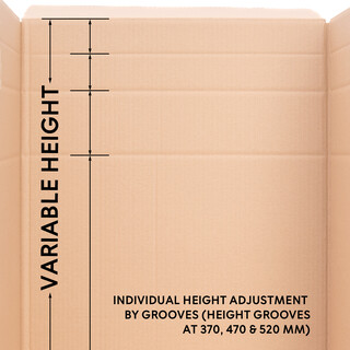 verpacking Faltkartons 430 x 285 x 570 mm Braun (Au�enma� 435 x 290 x 580 mm) variable H�he bei 370, 470 und 520 mm KK 97 1-wellig Versandkarton f�r mittelgro�e Waren DHL Paket DPD GLS Hermes Kartons