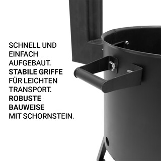 FlameFusion Utschak XL Feuerofen Set inkl. 22 Liter Kazan & Flansch-Mangal Aufsatz Uchag Grillen & Kochen mit Outdoork�che
