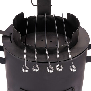 FlameFusion Utschak XL Feuerofen Set inkl. 22 Liter Kazan & Flansch-Mangal Aufsatz Uchag Grillen & Kochen mit Outdoork�che