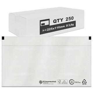 verpacking 250 Lieferscheintaschen 225 x 110 mm Transparent DIN Lang [ Farbe und St�ckzahl w�hlbar] selbstklebend Dokumententasche f�r Rechnungen und Dokumente