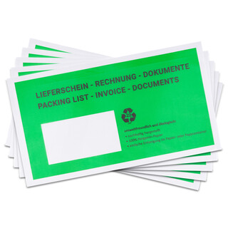 verpacking 2000 Lieferscheintaschen Pergamin Papier 225 x 110 mm DIN Lang Gr�n [ Farbe und St�ckzahl w�hlbar] selbstklebend Dokumententasche f�r Rechnungen und Dokumente