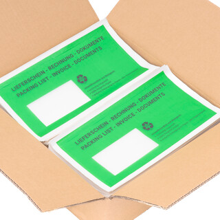 verpacking 2000 Lieferscheintaschen Pergamin Papier 225 x 110 mm DIN Lang Gr�n [ Farbe und St�ckzahl w�hlbar] selbstklebend Dokumententasche f�r Rechnungen und Dokumente
