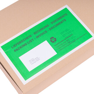 verpacking 2000 Lieferscheintaschen Pergamin Papier 225 x 110 mm DIN Lang Gr�n [ Farbe und St�ckzahl w�hlbar] selbstklebend Dokumententasche f�r Rechnungen und Dokumente
