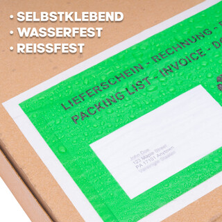 verpacking 2000 Lieferscheintaschen Pergamin Papier 225 x 110 mm DIN Lang Gr�n [ Farbe und St�ckzahl w�hlbar] selbstklebend Dokumententasche f�r Rechnungen und Dokumente