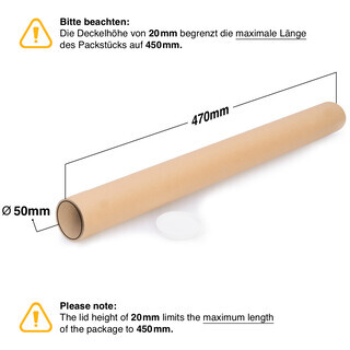 verpacking Versandolle 450 x 50 mm rund Braun [Ausf�hrung & St�ckzahl w�hlbar] Versandh�lse Versandkarton Faltkarton 50 St�ck