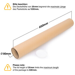 verpacking Versandolle 630 x 80 mm rund Braun [Ausf�hrung & St�ckzahl w�hlbar] Versandh�lse Versandkarton Faltkarton 1 St�ck