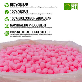 verpacking BIO Verpackungschips aus Maisst�rke [Farbe & Menge w�hlbar] F�llmaterial f�r Pakete Rosa 200 Liter