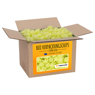 verpacking BIO Verpackungschips aus Maisst�rke [Farbe & Menge w�hlbar] F�llmaterial f�r Pakete Gelb (Stern) 100 Liter