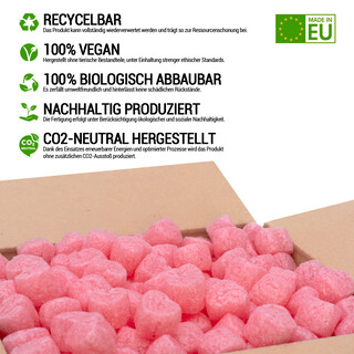 verpacking BIO Verpackungschips aus Maisst�rke [Farbe & Menge w�hlbar] F�llmaterial f�r Pakete Rosa (Herz) 25 Liter