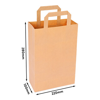 Papiertragetasche mit Flachhenkel 28 x 22 x 10 cm Braun Papiert�ten Bio Papiertasche