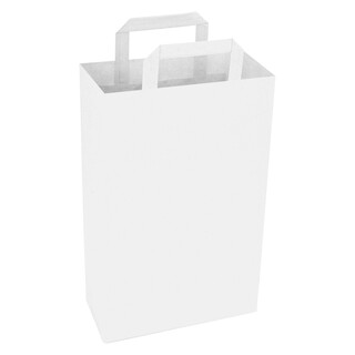 Papiertragetasche mit Flachhenkel - Papiert�ten Bio Papiertasche Kraftpapiert�ten Wei� 28 x 22 x 10 cm
