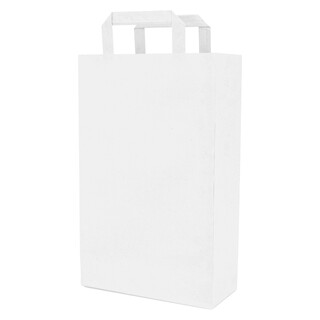 Papiertragetasche mit Flachhenkel - Papiert�ten Bio Papiertasche Kraftpapiert�ten Wei� 28 x 22 x 10 cm