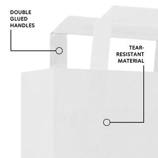 Papiertragetasche mit Flachhenkel - Papiert�ten Bio Papiertasche Kraftpapiert�ten Wei� 28 x 22 x 10 cm