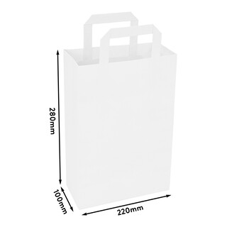 Papiertragetasche mit Flachhenkel - Papiert�ten Bio Papiertasche Kraftpapiert�ten Wei� 28 x 22 x 10 cm