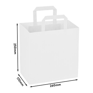 Papiertragetasche mit Flachhenkel 25 x 26 x 17 cm Wei� Papiert�ten Bio Papiertasche