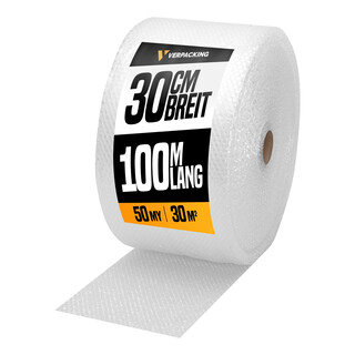 verpacking 1 Rolle Luftpolsterfolie 30 cm x 100 m, 50 my Noppenfolie Knallfolie Blisterfolie Polstermaterial F�llmaterial f�r Kartons