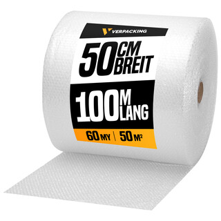 verpacking 4 Rollen Luftpolsterfolie 50 cm x 100 m, 60 my Noppenfolie Knallfolie Blisterfolie Polstermaterial F�llmaterial f�r Kartons