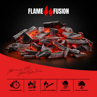 FlameFusion Premium Holzkohle aus 100% Buchenholz 20 kg