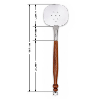 FlameFusion Schauml�ffel f�r die Outdoork�che - handgefertigt aus Edelstahl mit Echtholzgriff, f�r Gerichte aus Kazan & Wok, 46,5 cm mit Aufh�ngring