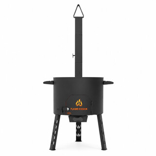 FlameFusion Utschak Feuerofen mit Abzugsrohr [Gr��e w�hlbar] - Uchag Kasanofen zum Grillen & Kochen, Feldk�che f�r Kazan, Plov & Pilaw