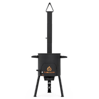 FlameFusion Utschak XS - f�r 8 Liter Kazan Feuerofen mit Abzugsrohr [Gr��e w�hlbar] - Uchag Kasanofen zum Grillen & Kochen, Feldk�che, Plov & Pilaw