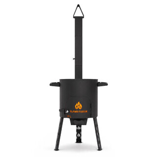 FlameFusion Utschak S - f�r 10 Liter Kazan Feuerofen mit Abzugsrohr [Gr��e w�hlbar] - Uchag Kasanofen zum Grillen & Kochen, Feldk�che, Plov & Pilaw