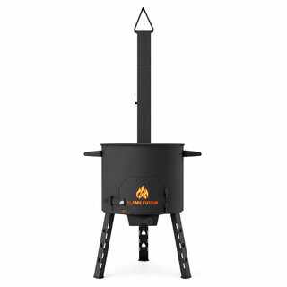 FlameFusion Utschak L - f�r 16 L Kazan Feuerofen mit Abzugsrohr [Gr��e w�hlbar] - Uchag Kasanofen zum Grillen & Kochen, Feldk�che, Plov & Pilaw
