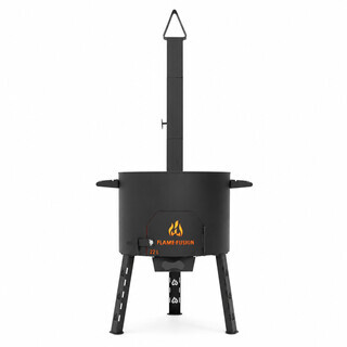 FlameFusion Utschak XL - f�r 22 L Kazan Feuerofen mit Abzugsrohr [Gr��e w�hlbar] - Uchag Kasanofen zum Grillen & Kochen, Feldk�che, Plov & Pilaw