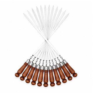 FlameFusion Schaschlikspie�e [Menge w�hlbar] Flachspie�e aus Edelstahl mit Echtholzgriff - f�r Mangal, Grill & Lagerfeuer handgefertigt